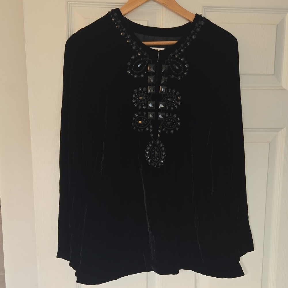 Talbots Black Embellished Blouse